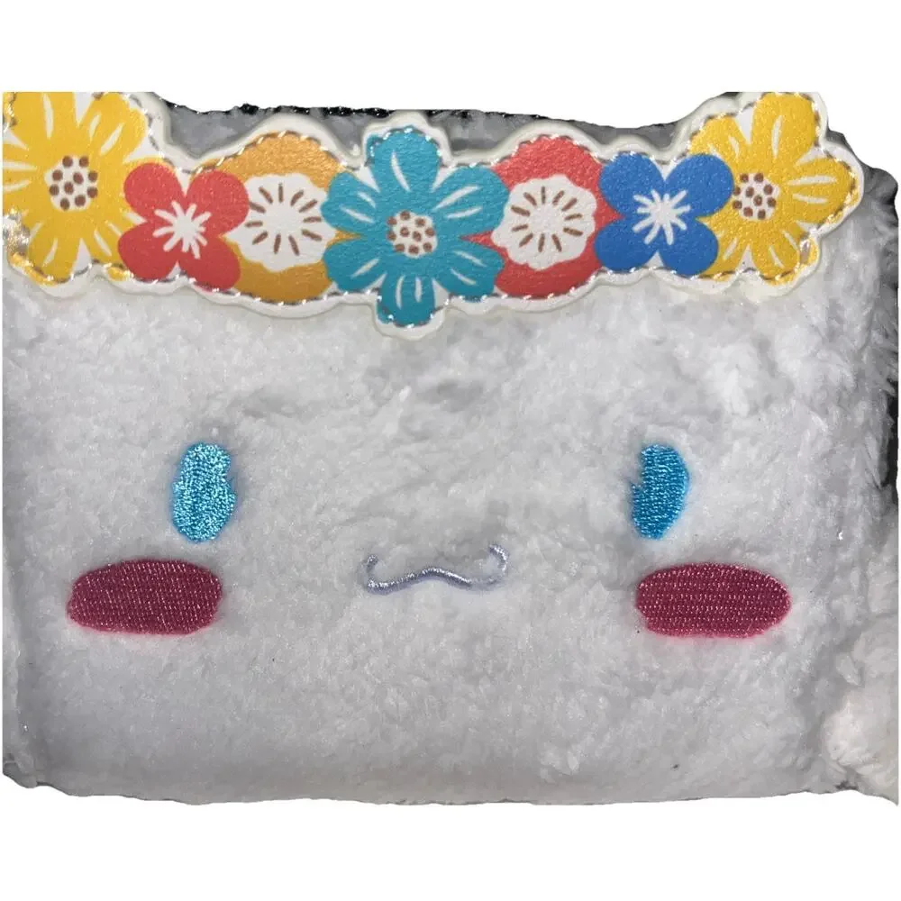 Loungefly Sanrio CINNAMOROLL Flower Crown Fuzzy Plush Zip Around Wallet NWT New - Picture 4 of 8